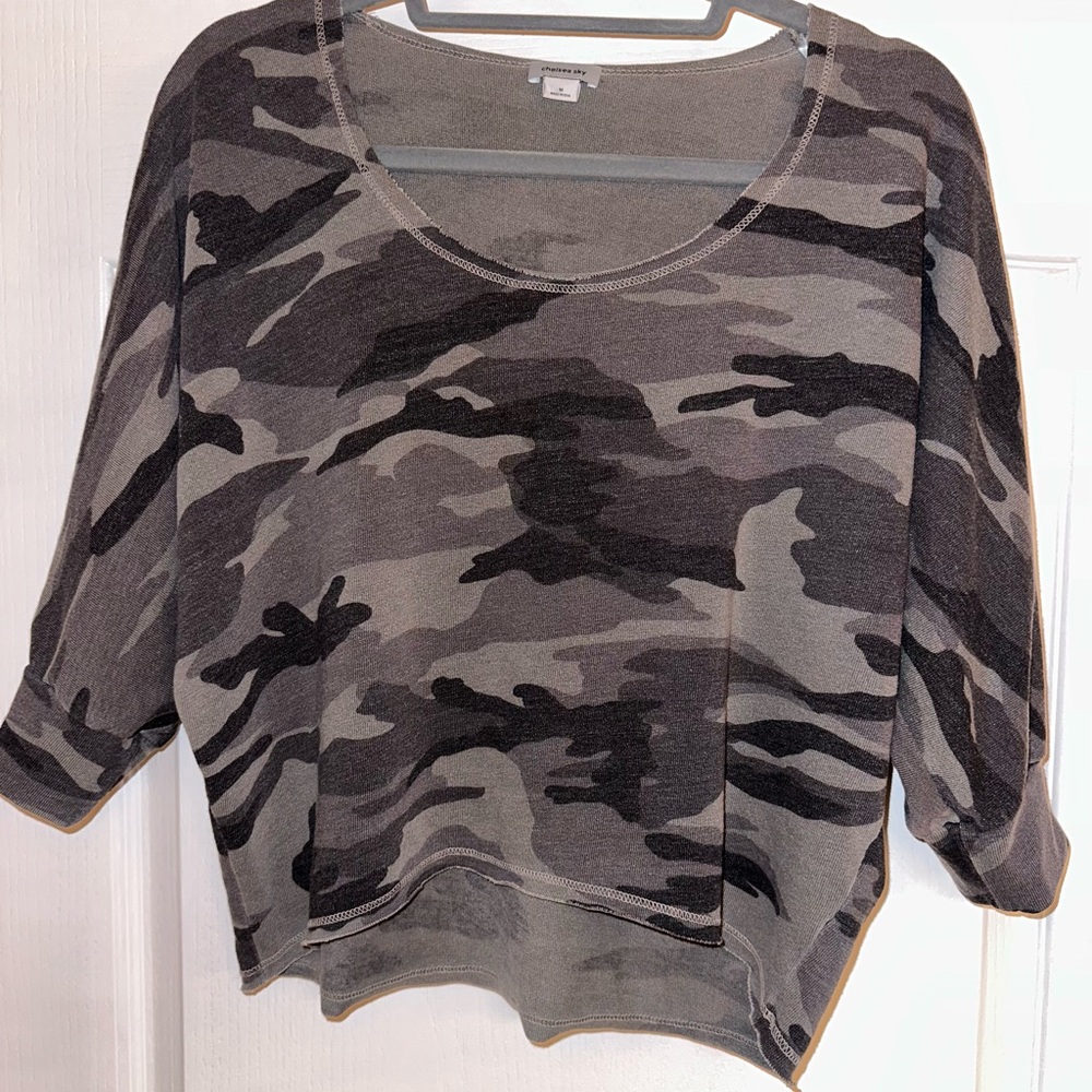Chelsea Sky Cropped Camo top.